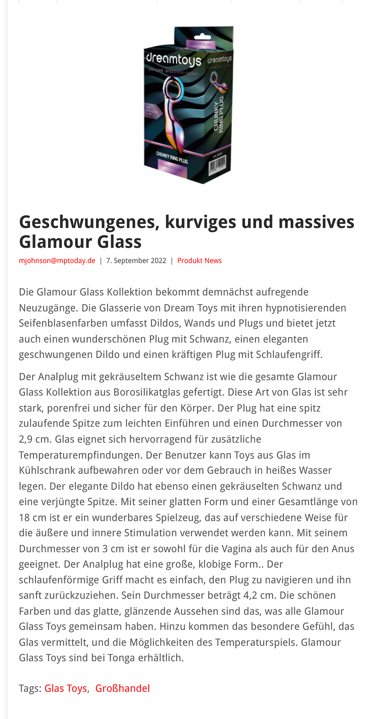 2022-09 eLine Online - Dream Toys Glamour Glass